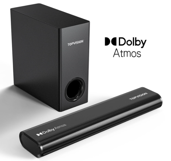 TOPVISION Sound Bar, 2.1ch Dolby Atmos Sound Bar for TV, 150w 3D Surround Sound, SP04