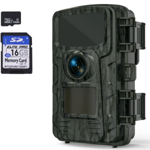 TOPVISION Mini Game Camera, 16MP 1080P HD Trail Camera with Night Vision, Wildlife Waterproof Hunting Camera with 16GB TF Card