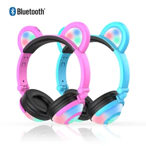 TOPVISION 2 Pack Kids Headphones with Microphone, 5.0 Bluetooth Wireless Bear Ear Headphones for Kids, School, Phone, Tablet, Laptop