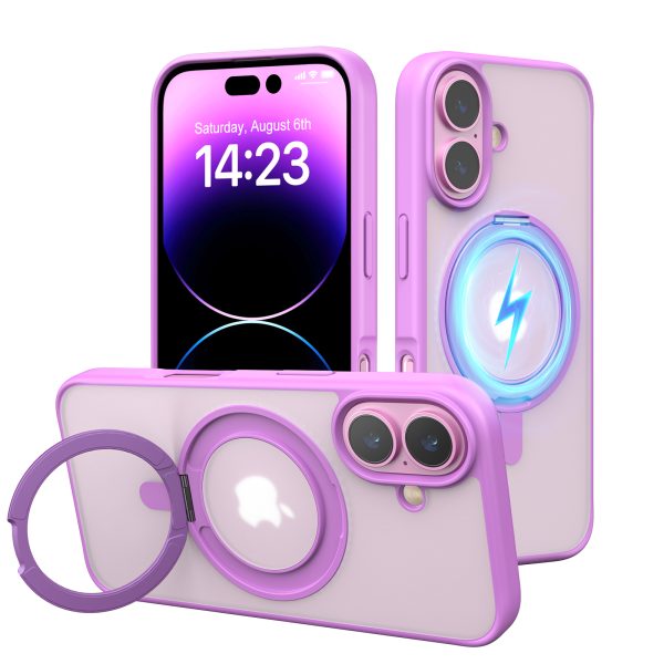 TOPVISION Magnetic Phone Case for iPhone 16, iPhone Case with Ring Stand MagSafe Compatible - Purple