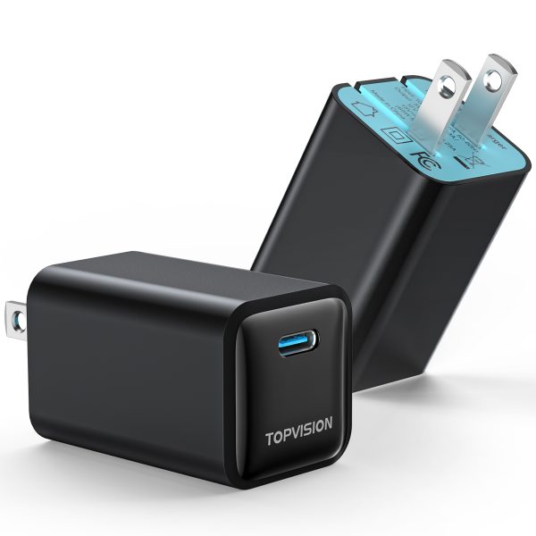 TOPVISION 65W USB C Fast Charger Adapter with Fordable Plug, Power Delivery Wall Charger for Apple, Android and more, 1 Pack (Cable Not Included)