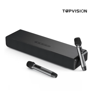 TOPVISION 4.1ch Surround Sound Bar for TV, Soundbar with Subwoofer, Karaoke Machine with 2 Mic, 4 Drivers, Bluetooth/USB/Optical/AUX/HDMI Connectivity