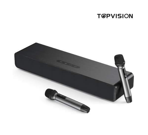 TOPVISION 4.1ch Surround Sound Bar for TV, Soundbar with Subwoofer, Karaoke Machine with 2 Mic, 4 Drivers, Bluetooth/USB/Optical/AUX/HDMI Connectivity