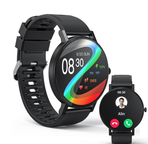 Smart Watch, 1.43" Touch Screen Smartwatch for Women Men, IP68 Waterproof Fitness Tracker Bluetooth 5.3, Compatible with Android & iOS, Black