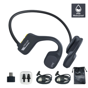 TOPVISION Bone Conduction Swim Headphones, Open Ear Wireless Bluetooth Headsets, IP68 Headphones with Bluetooth 5.3 and 8GB MP3 Player for Run, Hike