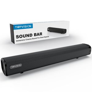 TOPVISION 2.1Ch Sound Bar for TV, 80W Home Theater Audio with Built-in Subwoofer,SL02 TV Speakers with HDMI/Bluetooth/USB/AUX/Optical