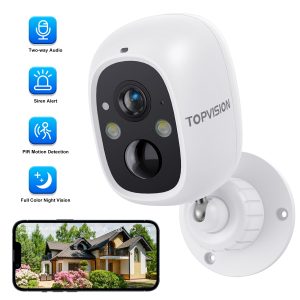 TOPVISION Wireless Security Camera, 2K WiFi Camera with Outdoor Night Vision, IP65 Outdoor Waterproof Camera for Home Security System, Surveillance Camera with PIR Motion Sensor