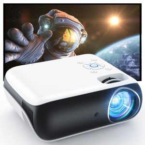 HAPPRUN H1 Middle-Throw 1080p 4K Video Projector, Set with 100'' Screen, White, 1 Count, 1 Pack