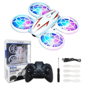 FEBFOXS Mini Drone for Kids and Beginners, LED RC Quadcopter Indoor Drone with Automatic Obstacle Avoidance Mode, 360 Flip, Great Gift Toy for Boys and Girls,White