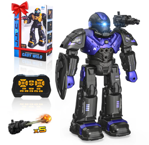 Febfoxs RC Robot Toys, Gesture Sensing Intelligent Programmable RC Robot, Rechargeable Smart Robot Toys with Remote Control, Talking, Dancing Robot for Kids 3-10 Years, Purple