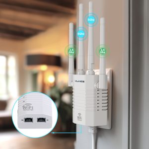 WiFi Extender 1200Mbps, Dual-Band Wi-Fi Signal Repeaters, Coverage up to 8800 Sq ft, New