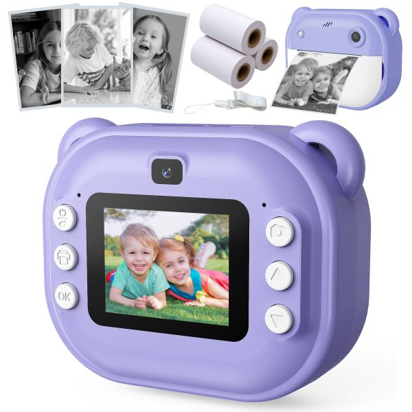 Instant Print Camera for Kids 4-9, HD 1080P Portable Kids Camera with Print Paper, Purple