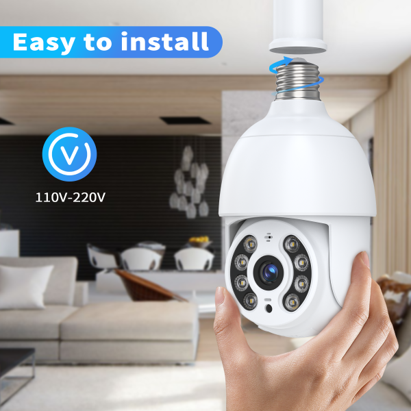 TOPVISION 2MP Security Camera Wireless Wifi, 360° Light Bulb Cameras, Home Security Cameras Outdoor with Full Color Vision, Motion Detection, IP66 Waterproof, Two Way Audio, 2.4GHz WiFi - Image 3